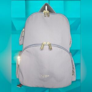 Isaac Mizrahi Gray Nylon Backpack With Gold-Tone Hardware